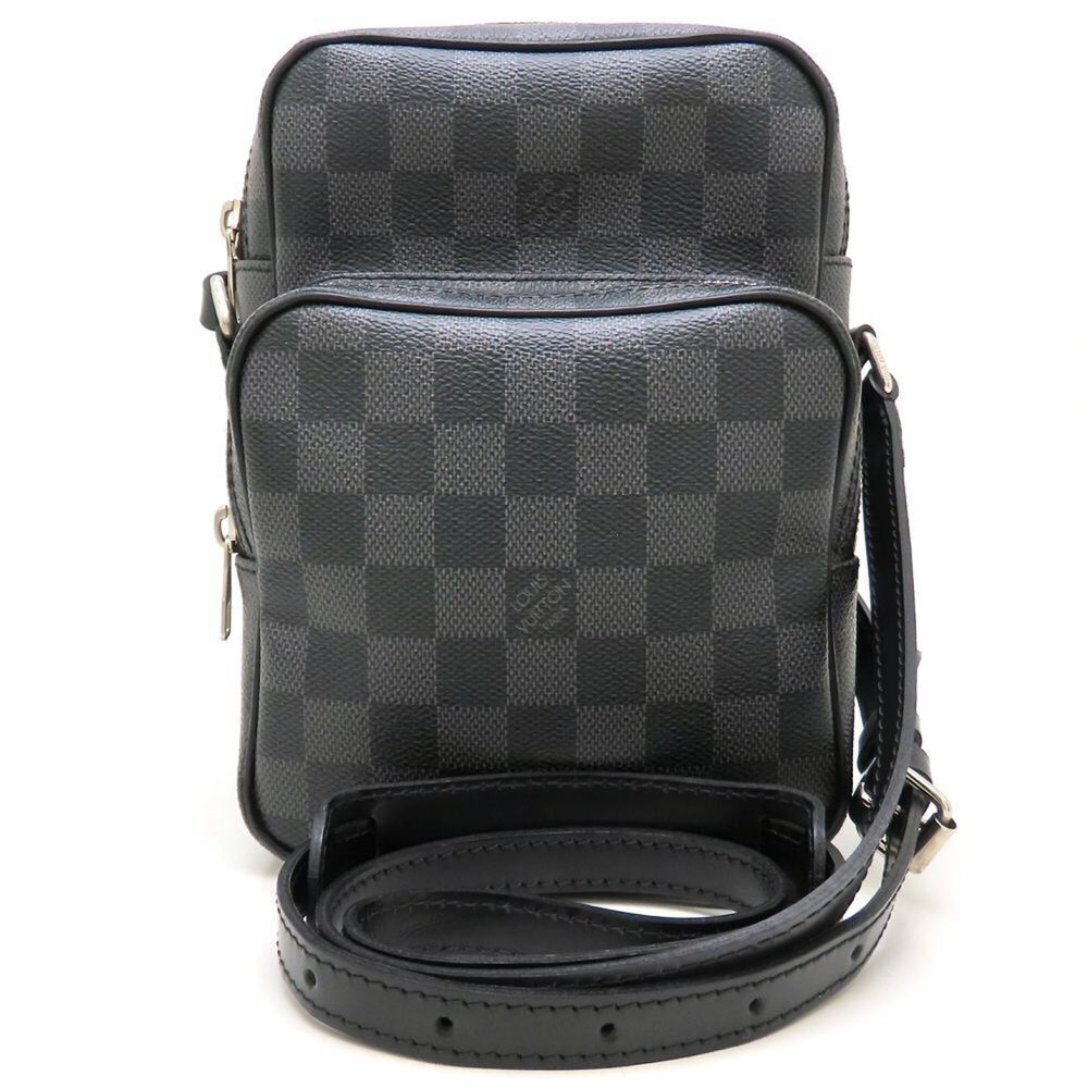 LOUIS VUITTON Damier Graphite Rem N41446 Shoulder Bag, Gray/Black, Men's 353533